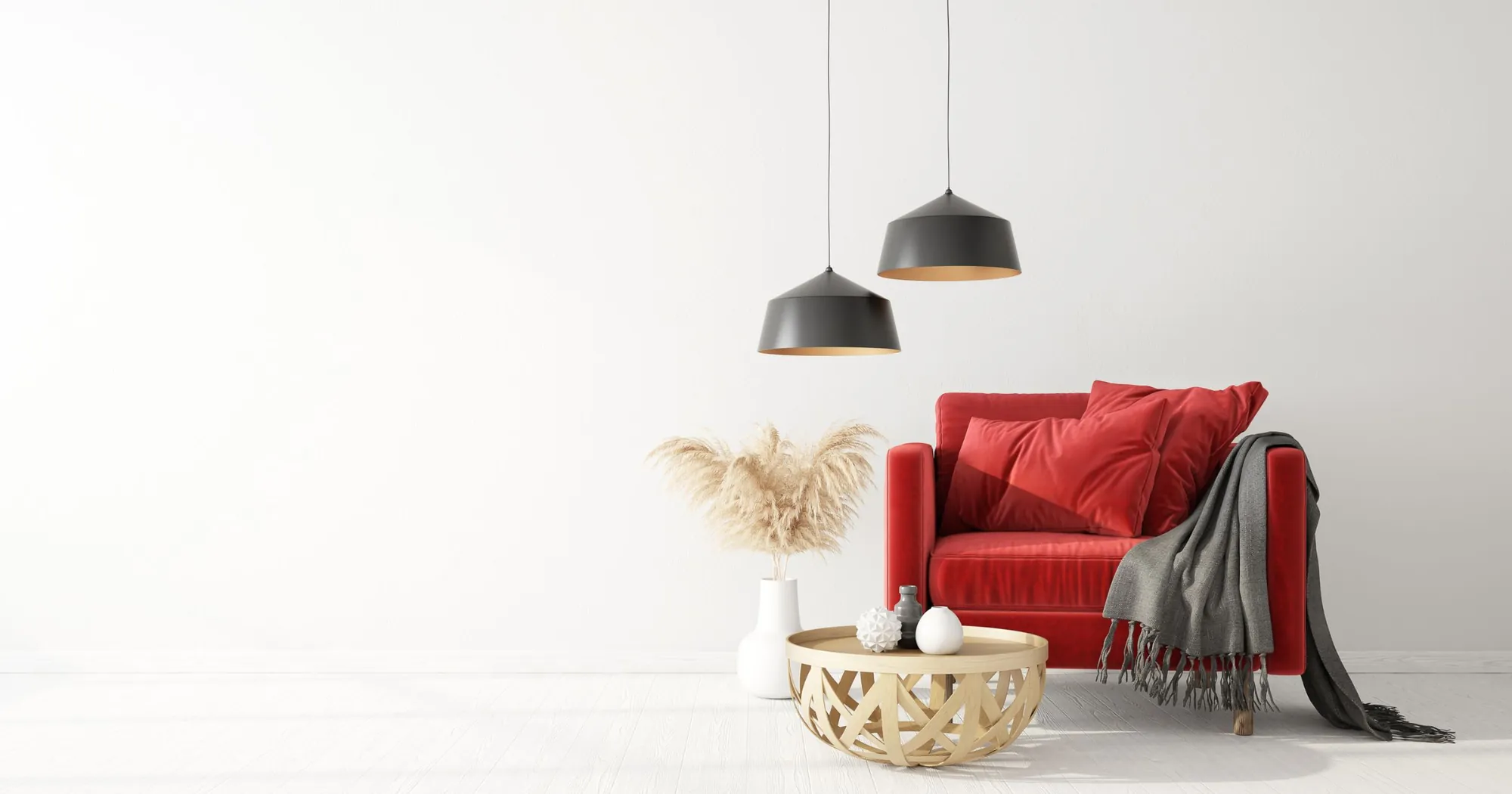 Warm boho bedroom interior